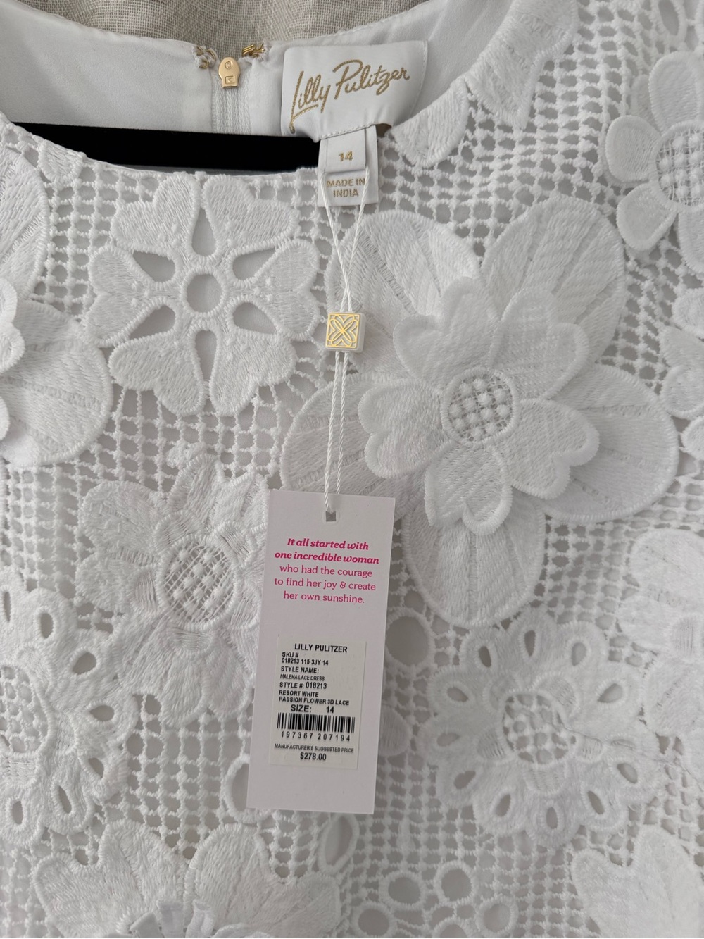 Lilly Pulitzer White 3D Floral Crochet Dress - Picture 3 of 5